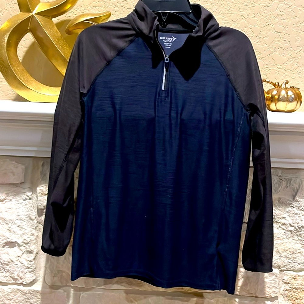 OLD NAVY dri fit navy with grey sleeves long sleeve shirt with front zip Size L